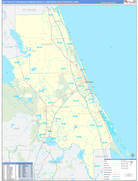 Deltona-Daytona Beach-Ormond Beach Metro Area Wall Map